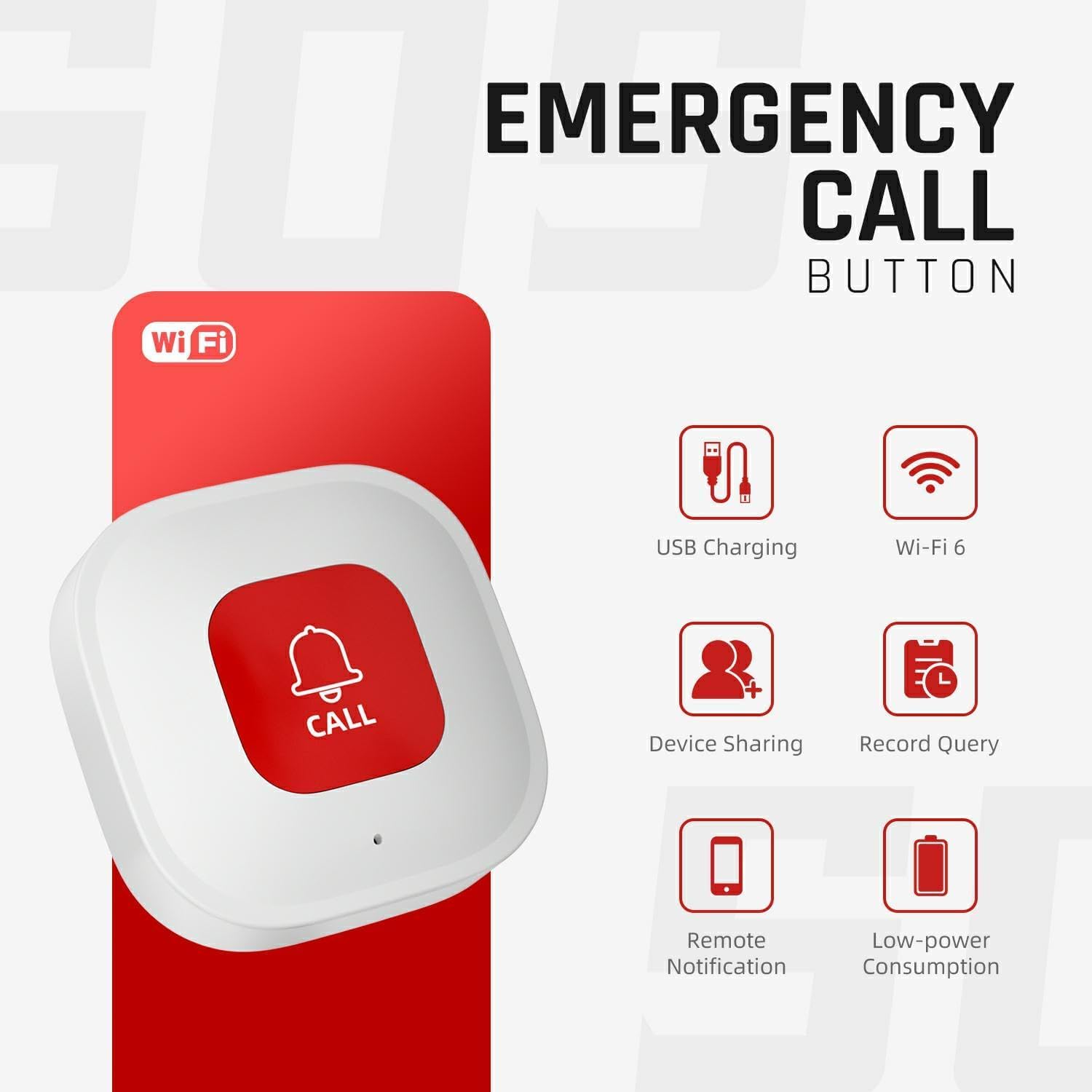 Personal Alarms for Elderly Tuya Wifi Smart Panic Button Linked To Phone only Supports 2.4GHz Wi-Fi - Image 3