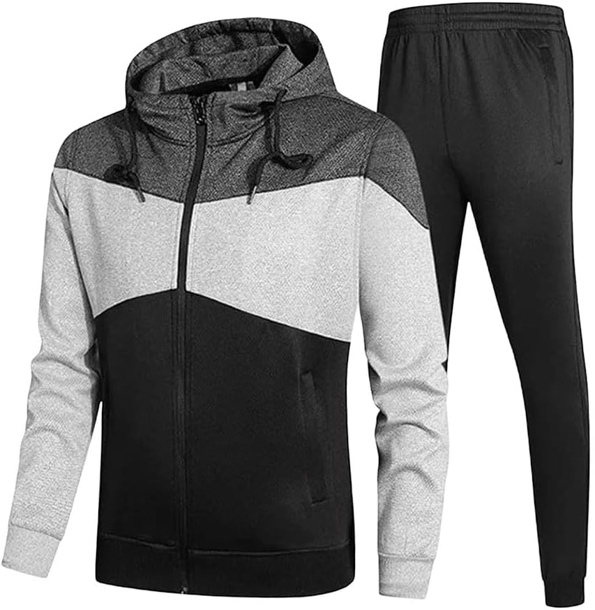 Men's Autumn Warm Tracksuit 2 Piece Set Jacket Sweatpants Athletic Jogging Running Fitness Gym Outfit