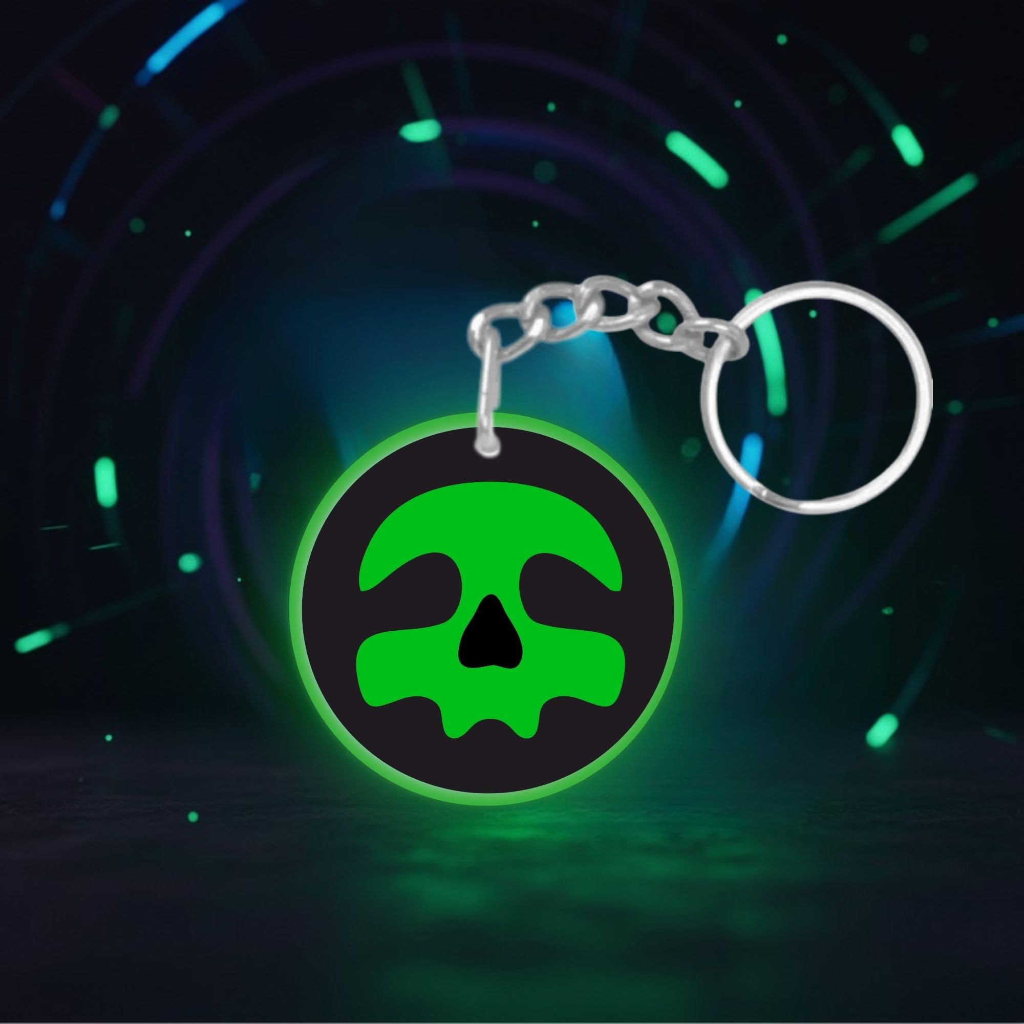Glow in the Dark HALF SKULL Keychain/Luminous Motorbike Key Ring/Radium Keychain Accessory for Bike/Stylish/Radium/Buy/Top/Night Glow(Pack of 1)-picture-17
