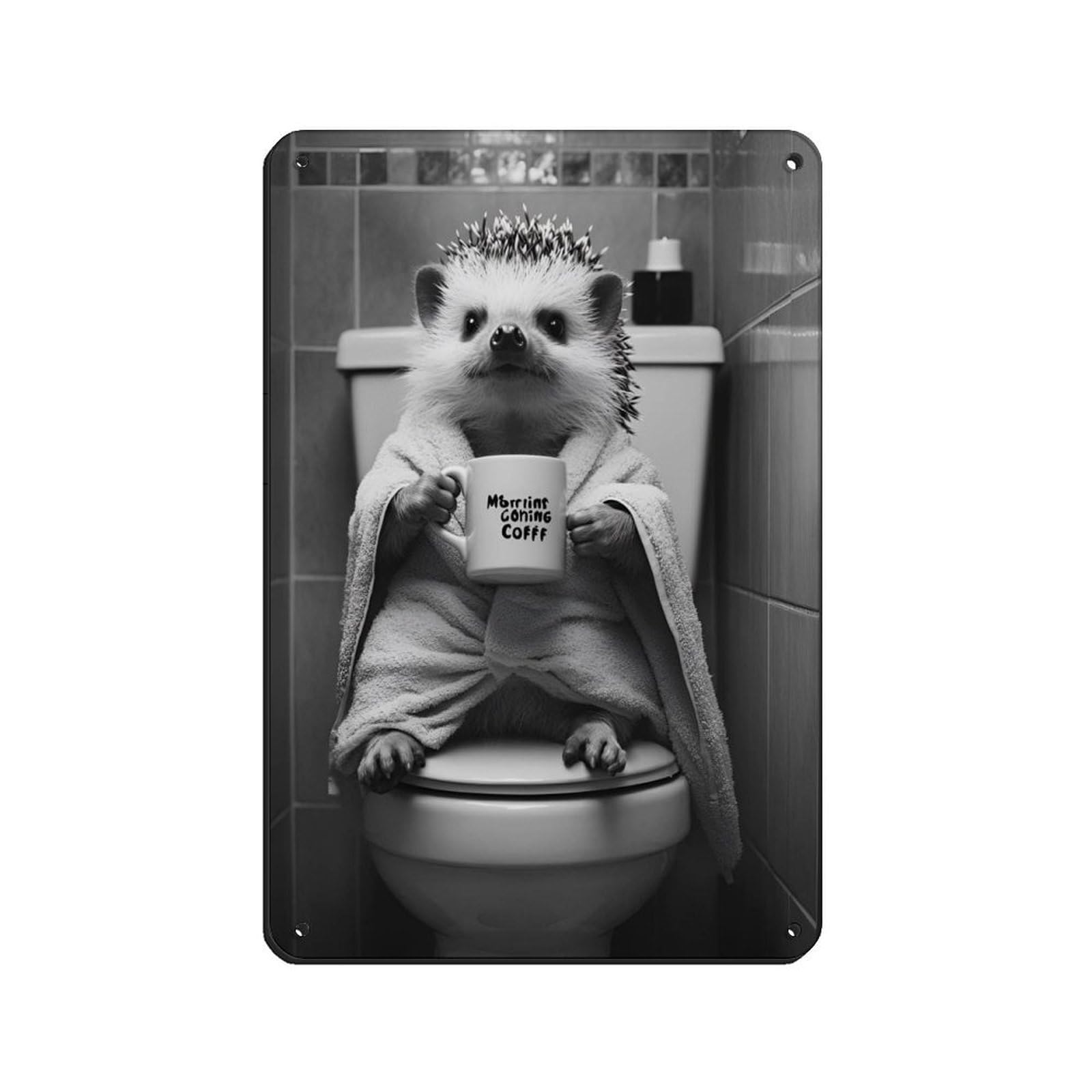 Lxwnze 20L X 30W Cm Cute Hedgehog, Bathroom Decor (2) Tin Sign Vintage Metal Pub Club Cafe Bar Home Wall Art Decoration Poster Retro 8X12inch(20X30cm)