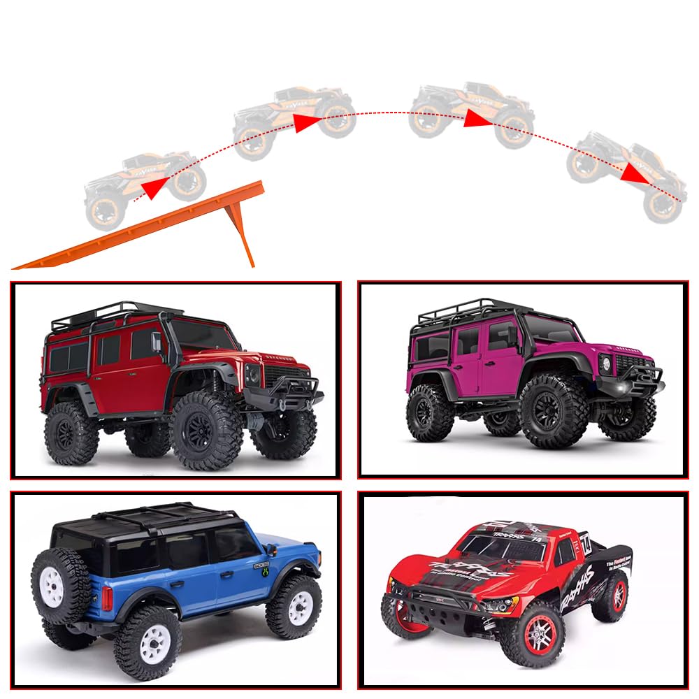 Rampa de salto plegable a control remoto, juego de acrobacias para coches de control remoto de 1/12 1/14 1/16 1/18 1/24, montaje rápido de alta resistencia (naranja)