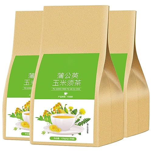Té de hierbas de diente de león, té de seda, diente de león, hoja de maíz, estigma, pu, gong, ying, yu, mi xu cha, 1.5 onzas (4 x 30 x 3 bolsas)