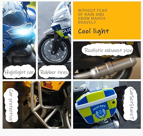 Miniatura 4 de Juguetes de motocicleta de tracción hacia atrás, pequeño regalo con iluminación musical, motocicletas de policía de juguete para niños de 3 a 12