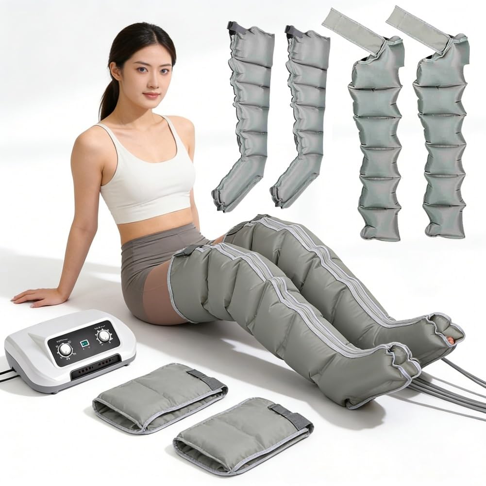 Pressoterapia Professionale Linfodrenaggio Total Body, Macchinario Drenante Linfatico per Gambe, Addome e Braccia, Anticellulite e Circolazione(Grey)