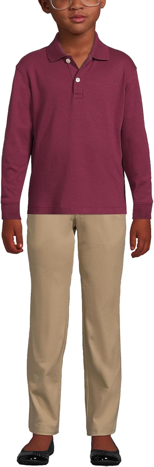 Lands’ End School Uniform Kids Long Sleeve Interlock Polo Shirt X-Small Burgundy Lands’ End School Uniform Kids Long Sleeve Interlock Polo Shirt X-Small Burgundy