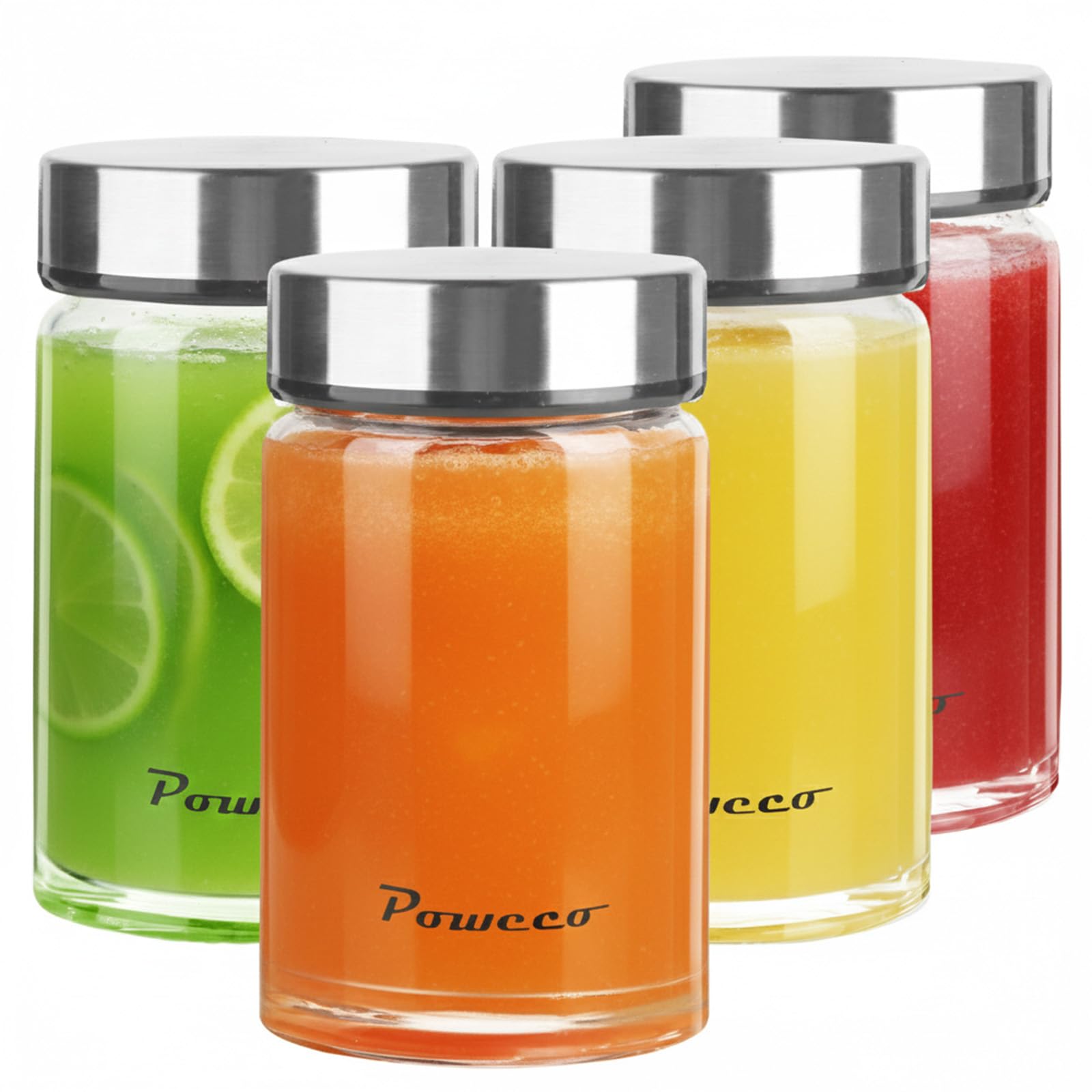 POWECO Glass Juice Bottles 4 Pack 10 oz