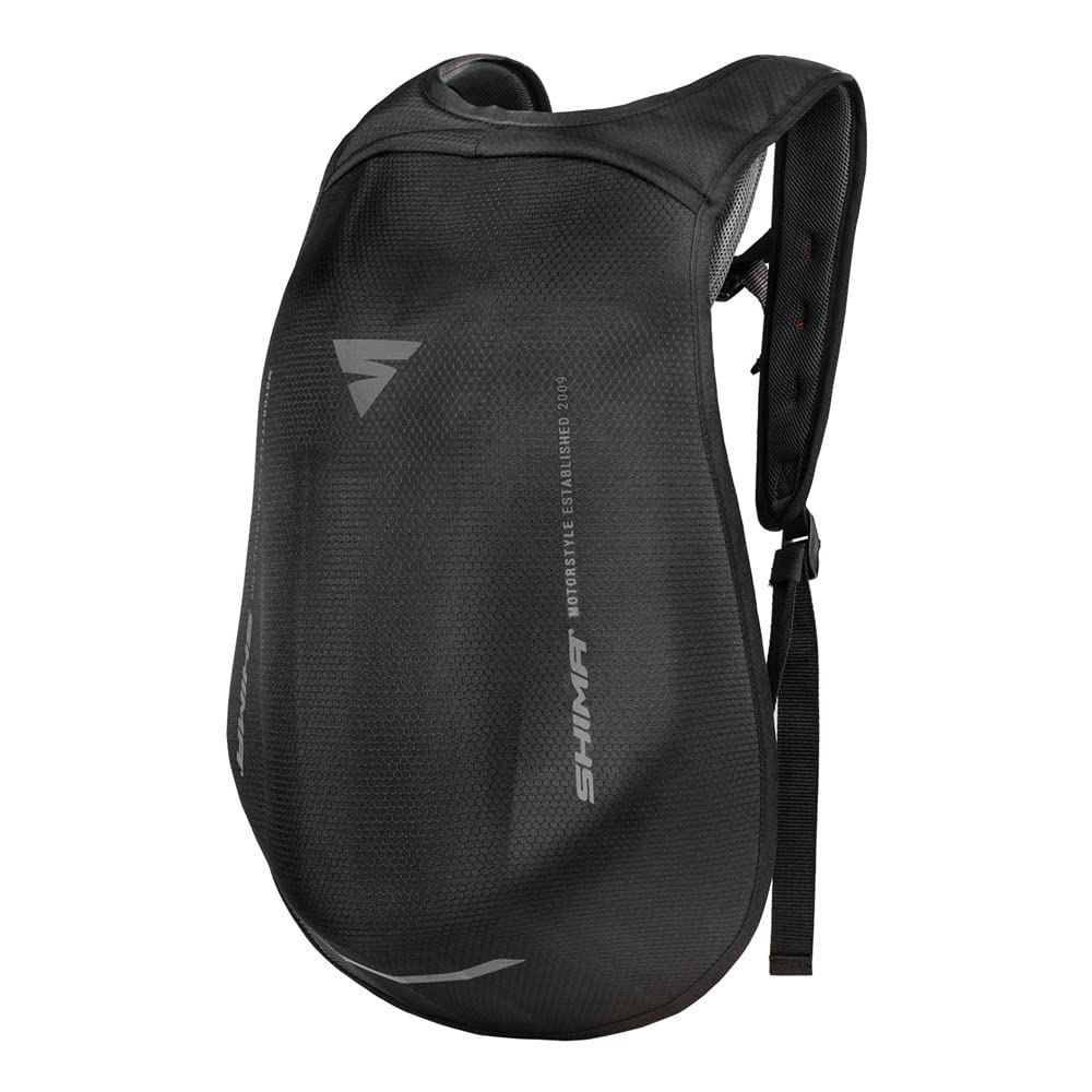 SHIMA AYRO Backpack - Aerodynamic, Adjustable, 24-liter, Unisex, Motorcycle Backpack (One-size, Black)