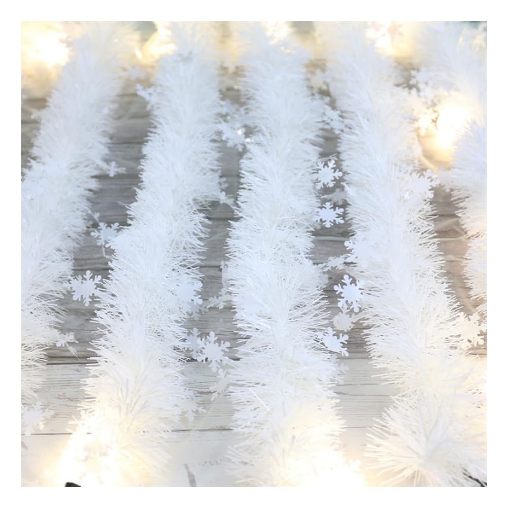 Guirlande de Noël blanche flocon de neige et couronne suspendue sapin fête