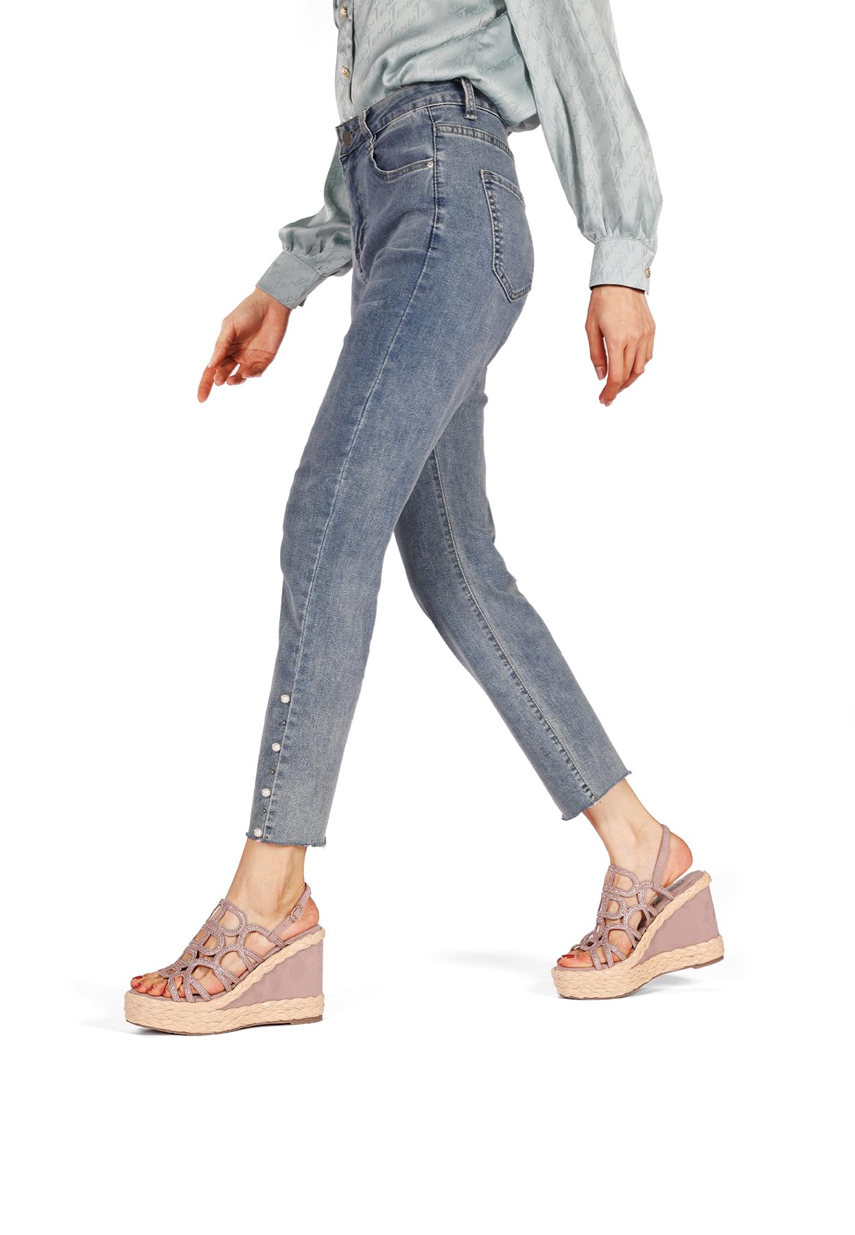 QUEEN HELENA Zeppe con Strass Sandali con Plateau Casual Donna ZM9648