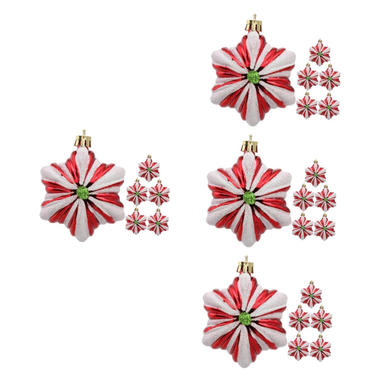 SOLUSTRE 4 Set Ciondolo Stella Esagonale Natale Mini Ornamenti Per Alberi Forme Ornamenti Stellari Neve Artificiale Decorazioni Ufficio Decori Sospesi Ciondolo Natalizio Plastica 6 Pezzi*4
