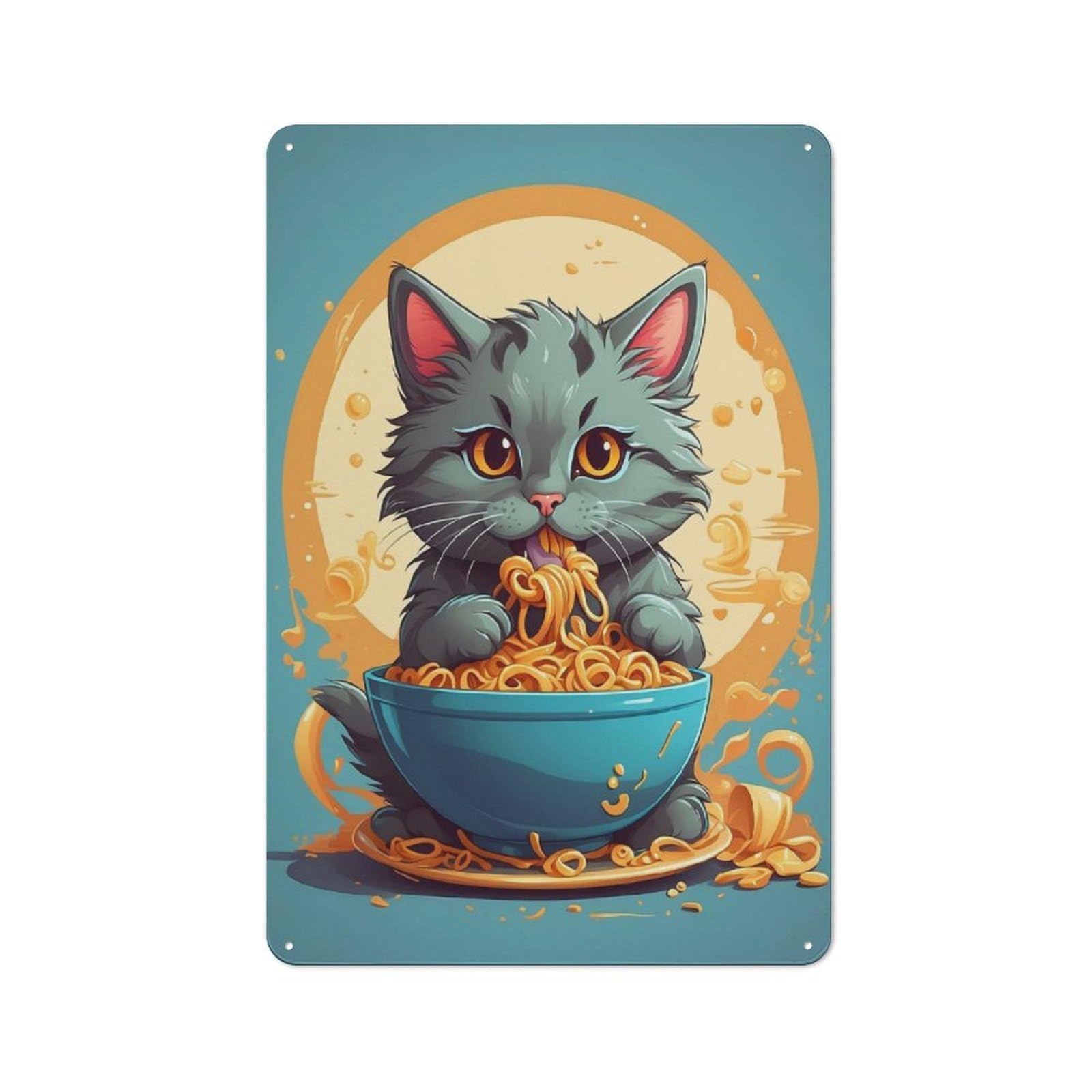 Junmoney A Cats Delight Retro Metal Sign With Design 30X20cm, Nostalgic Vintage Wall Decor For Kitchen, Hallway, Bar Or Small Cafe