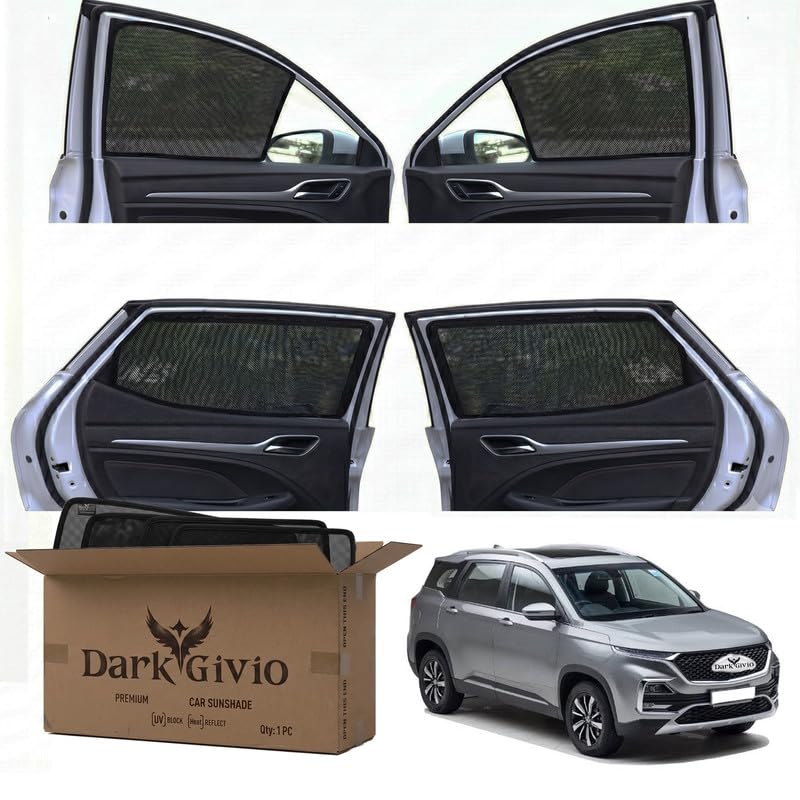 Image of Car Window Sun Shade Protector for Hector | Exact Fit Non-Magnetic Half Cut Sunshade (Set of 4 /6) | UV Blocker Side Window Car Curtains & Interior Accessory