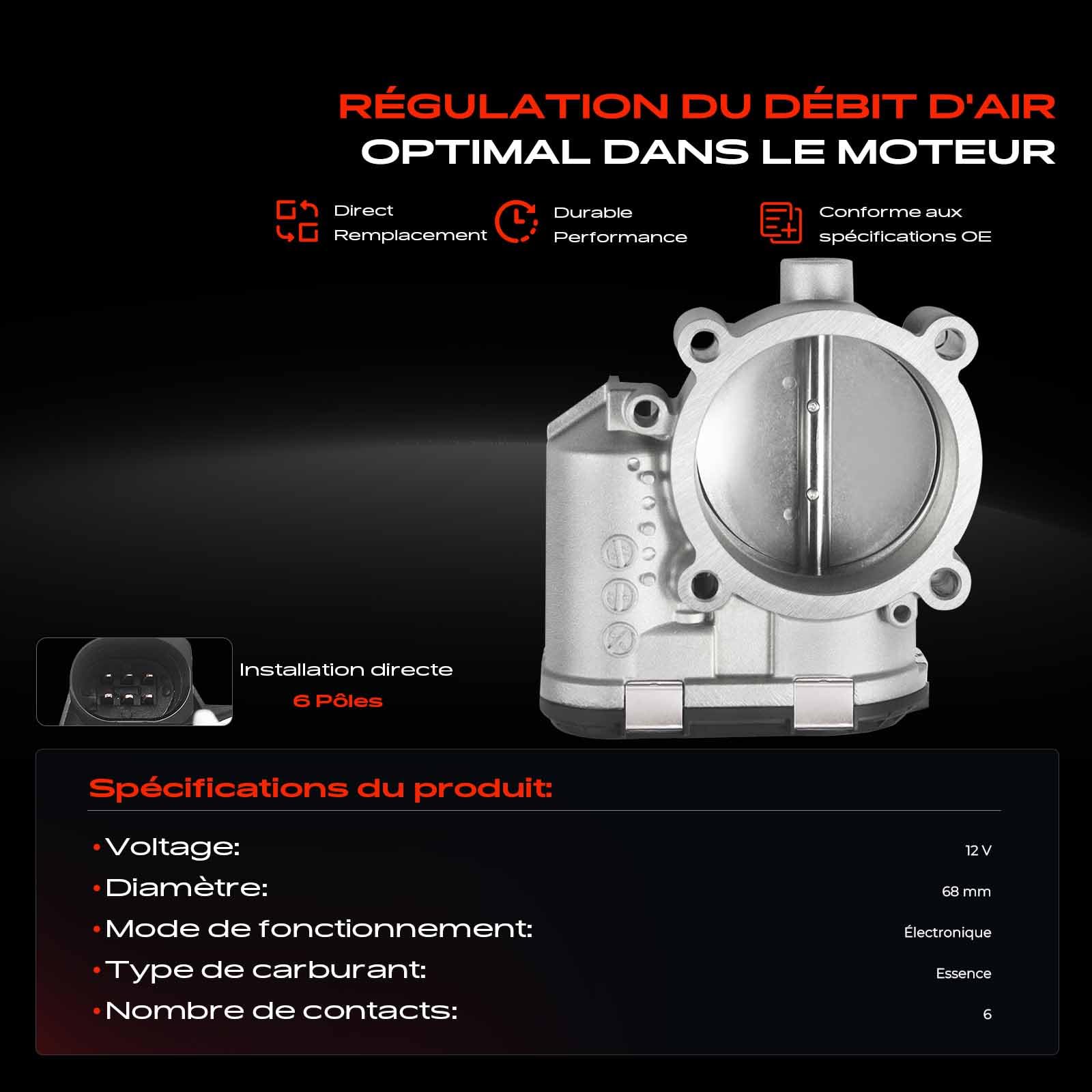 Frankberg Corps de papillon 078133062 | Compatible avec: A4 8EC, A8 4E2 4E8, A4 Cabriolet 8H7, Q7 4LB, A4 Avant 8D5, A6 Allroad 4FH, A4 8E2