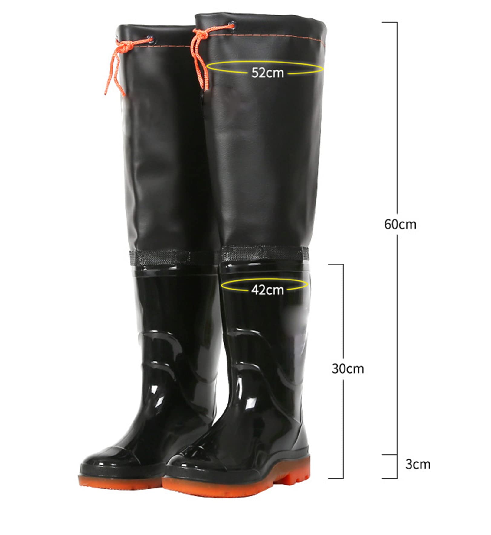 Stivali Pioggia Super Alti 60 Cm, Stivali da Trampoliere Impermeabili Uomo Scarpe Pesca Antiscivolo Resistenti all'Usura in PVC/Nylon Stivali da Trampoliere Leggeri in Gomma 36-47