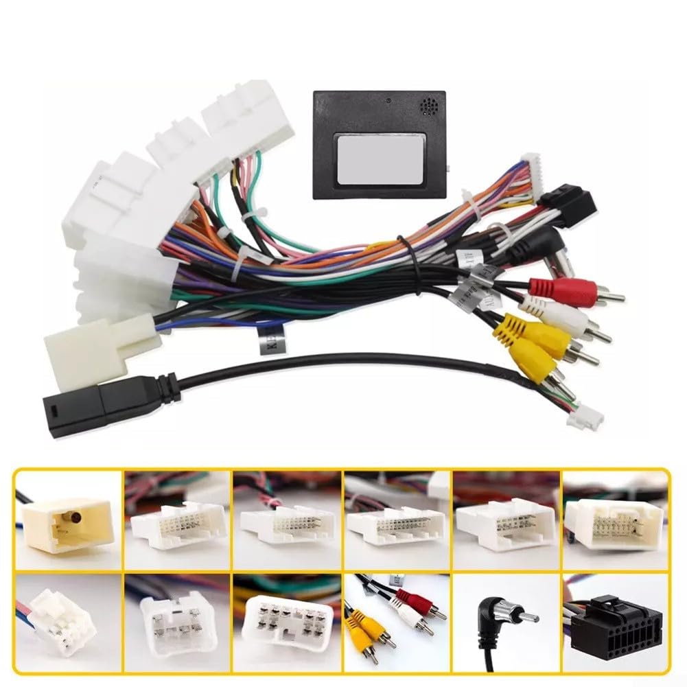 Arnés de cableado de navegación para Toyota All Series con caja de protocolo Canbus y adaptador de línea trasera, soporta integración de pantalla grande, cobre puro y plástico C