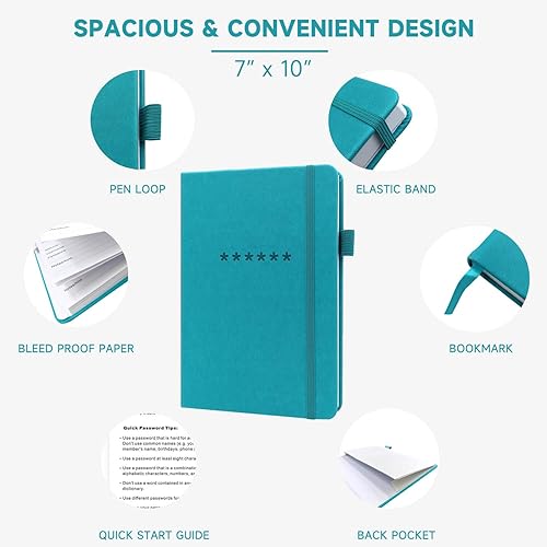 Miniatura 9 de Libro de contraseñas con pestañas alfabéticas  Organizador de direcciones de Internet y contraseñas de tapa dura  Cuaderno de contraseñas para