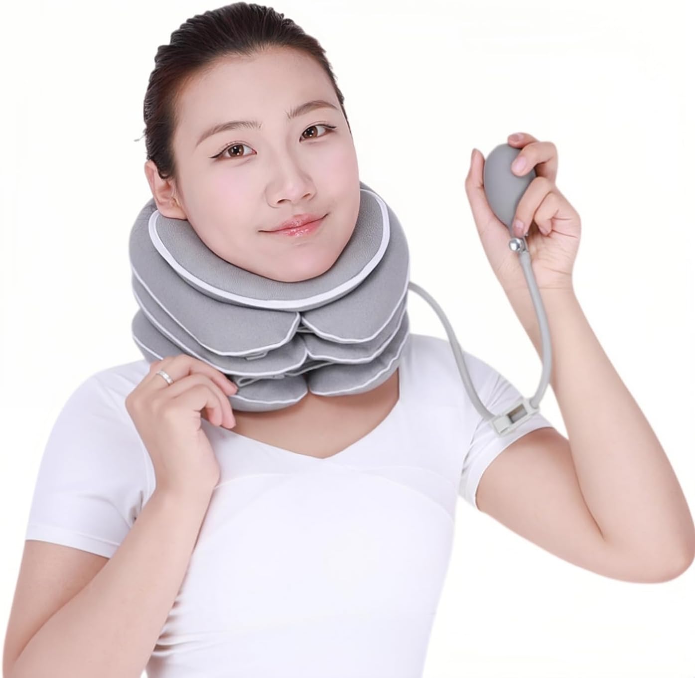 Neck Stretcher with Neck Brace,Adjustable Cervical Traction Device,Inflatable Cervical Traction Device for Neck,Portable and Compressible,Suitable for Office,Travel and Home Use