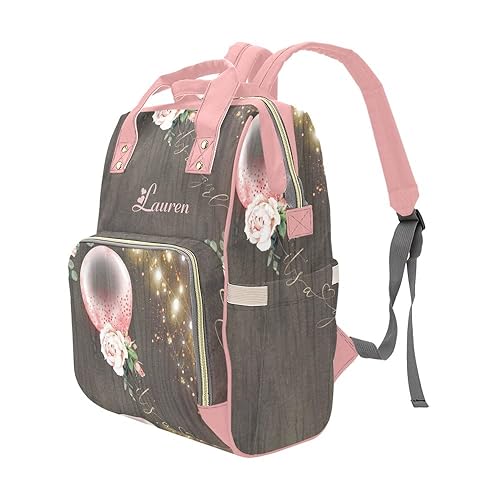 Miniatura 4 de Bolsas de pañales con diseño de flores y globos de acuarela, mochila con nombre personalizado, bolsa de pañales de enfermería, bolsa de viaje para
