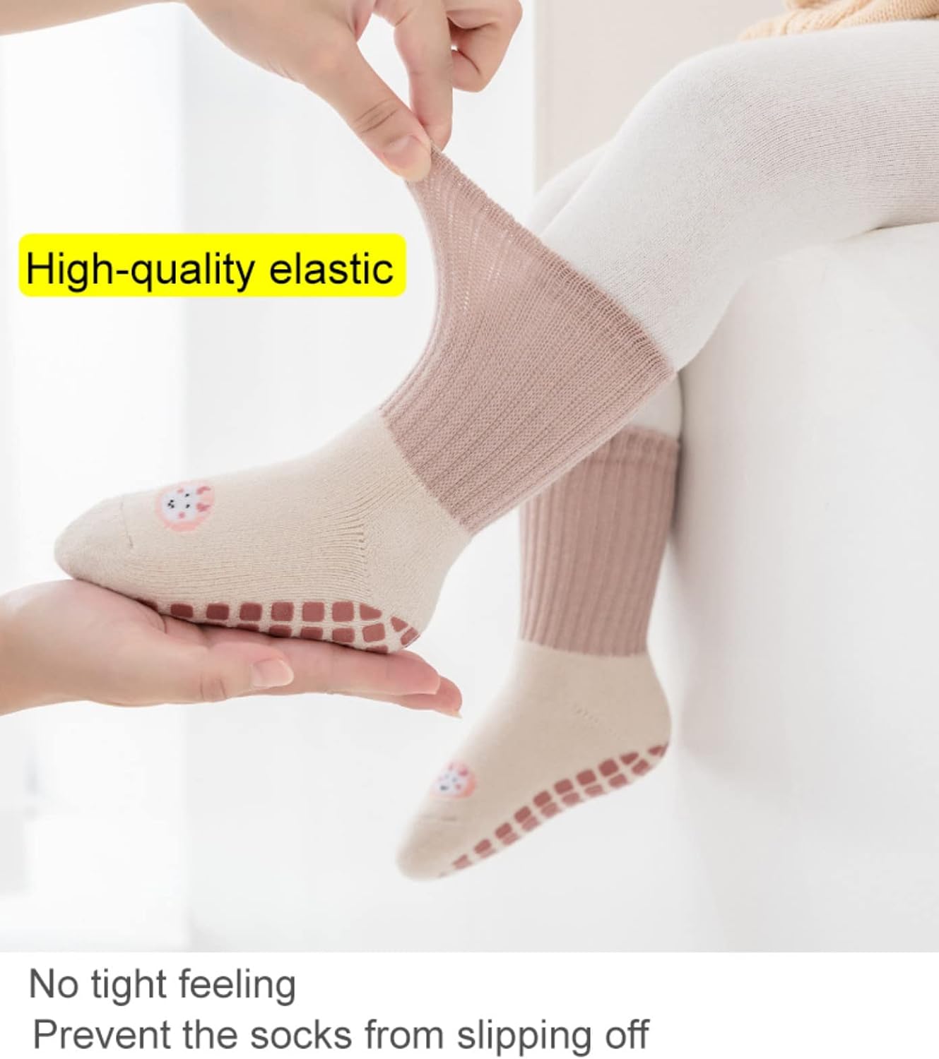 Baby Non-skid Grip Socks Toddler Socks Warm Thick Anti Skid Slipper Crew Socks for Girls Boys Infant Newborn 6 Pairs