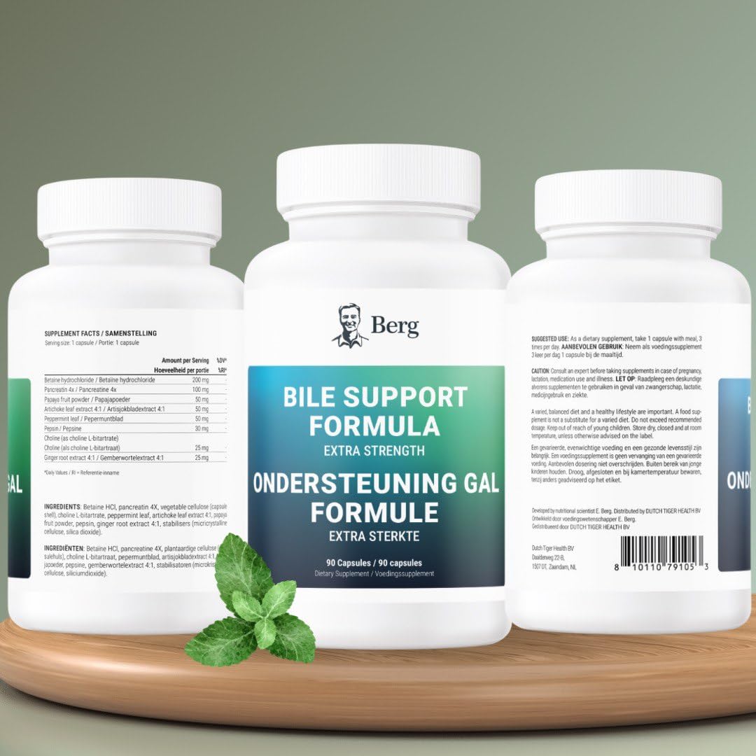 Berg Gallenblasen-Unterstützung Extra Stark – Mit Betain HCL, Pankreatin, Cholin & Verdauungskräutern – 90 Kapseln