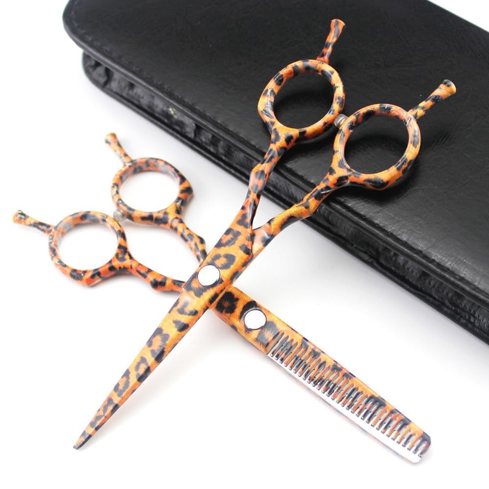 Tijeras para Cortar el Cabello, Tijeras Profesionales de cerámica de Leopardo de Acero JP 440c de 5,5 Pulgadas para Cortar el Cabello, Tijeras de peluquería, Juego de Tijeras de peluquería