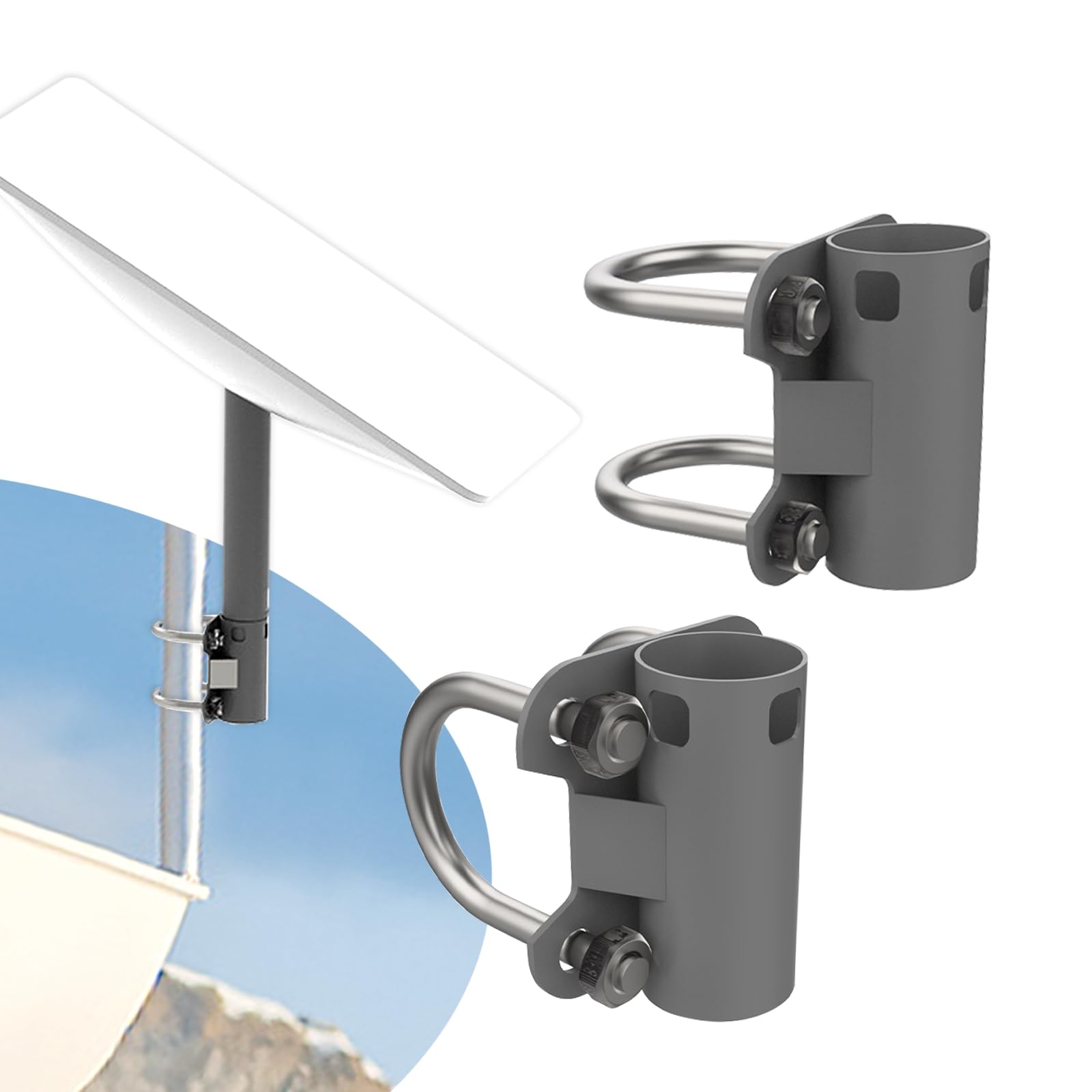 Support Mât Antenne Starlink FSWWSF - Collier Serrage Acier Inoxydable, Réglable 25-52 Mm