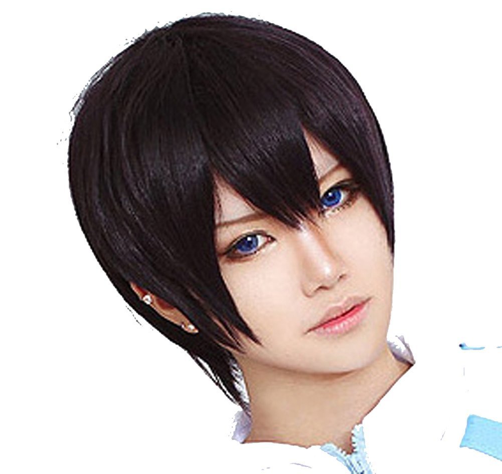 New Free! Nanase Haruka Black cos Fashion Cosplay Anime Party Wig 30CM