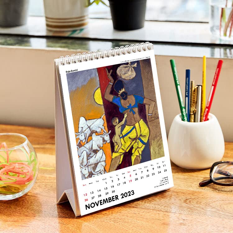 Image of Tallenge - M F Husain - Art By Indian Master - 2026 desk Calendar - 6 x 9 Inches (Paper, Desk Calendar)
