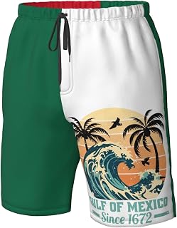Gulf of Mexico Board Shorts Gulf of Mexico Est 1550 Men's Swim Trunks Turtle Palm Trees Swimwear Bathing Suit