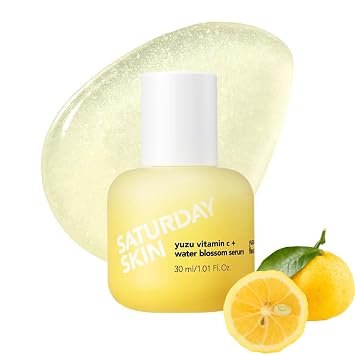 Saturday Skin Yuzu Vitamin C Serum for Face Brightening Serum | Hyaluronic Acid, Peptides & Niacinamide, Vitamin C Glass Skin Korean Beauty Vitamin C Peptide Serum, Korean Skin Care 30 ml