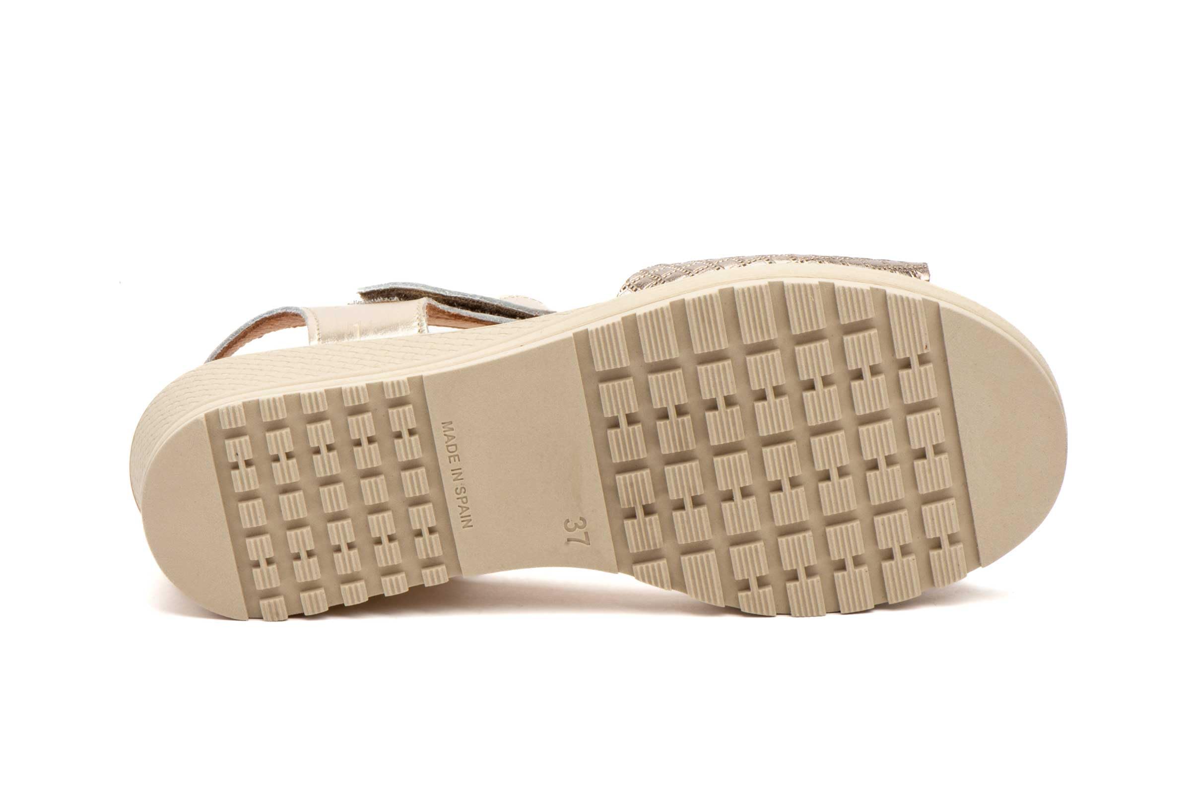 Sandalias de Cuña para Mujer de Piel Auténtica con Cierre de Velcro Verano