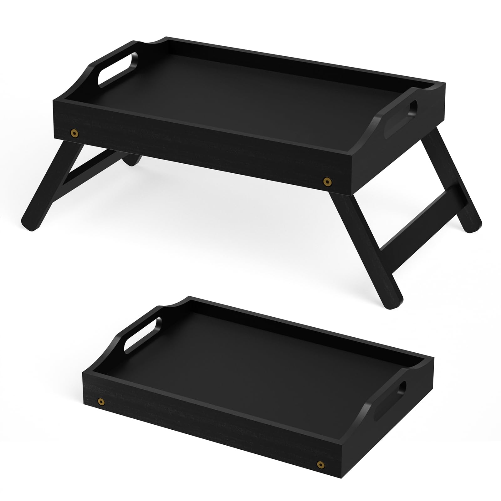 Mayyol Plateau de petit-déjeuner pour manger – Table pliable pour ordinateur portable – Plateau de service surélevé portable en bambou – Plateau de collation avec pieds pliants, manger pour chambre,