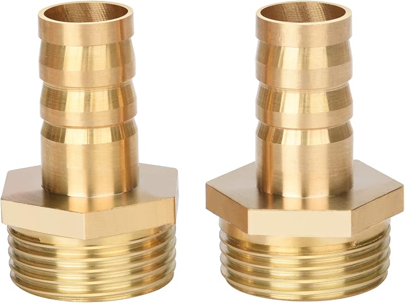 Drado Sárgaréz Tömlőcsatlakozó Adapter 3/4" Külső Menet x 1/2" Tömlővég (14mm) - Tartós Vízálló Kötőelem Kerti Locsoláshoz - 2db Szett