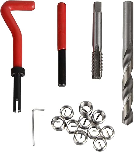 Juego de 15 piezas de inserción de reparación de roscas helicoidales, M9 x 0.049 x 0.531 in compatible con Auto Car Hand Tool Set