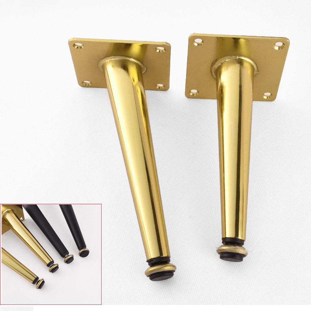 Piedini di Supporto in Metallo Regolabili di Ricambio per Gambe affusolate Dorate per Divano, Mobile TV, Tavolo, Altezza 0,1 cm, Dritti, 35,5 cm