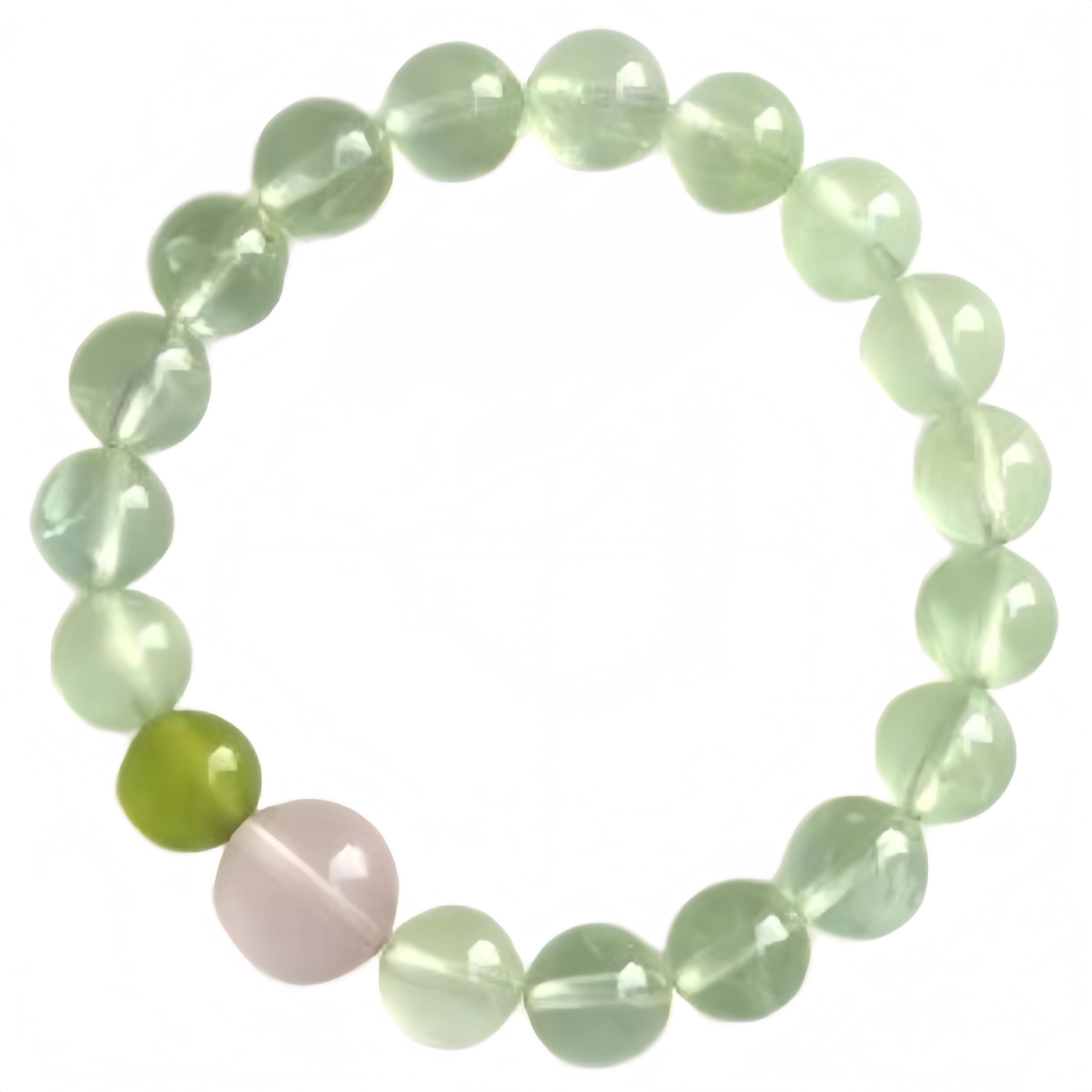 Braccialetto Cristallo Naturale Bracciale In Prehnite Verde E Quarzo Rosa Da 8mm