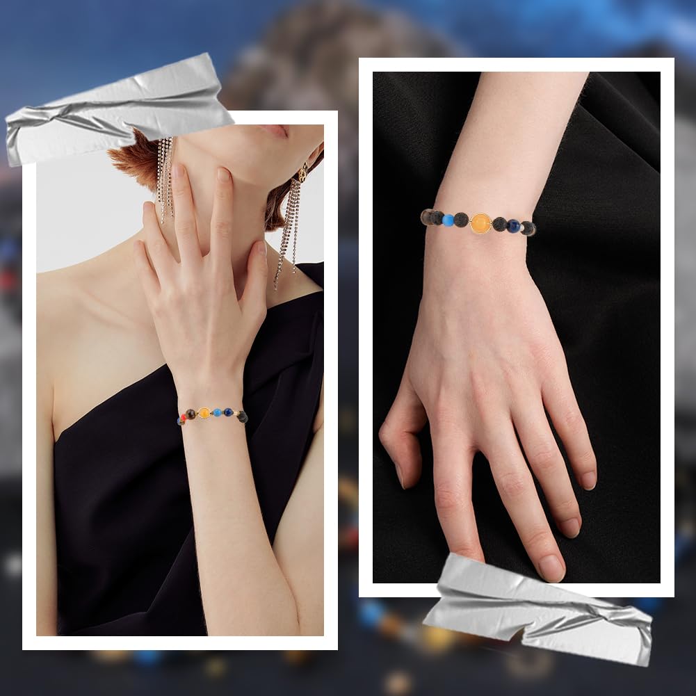 SUNNYCLUE 1 Box 6 Sets Solar System Bracelet Making Kit Guardian Star Bracelets Universe Planet Galaxy Beads Gemstone Bead Natural Stone Beads for Jewelry Making Kits Beading Space Gift Supplies - Image 5