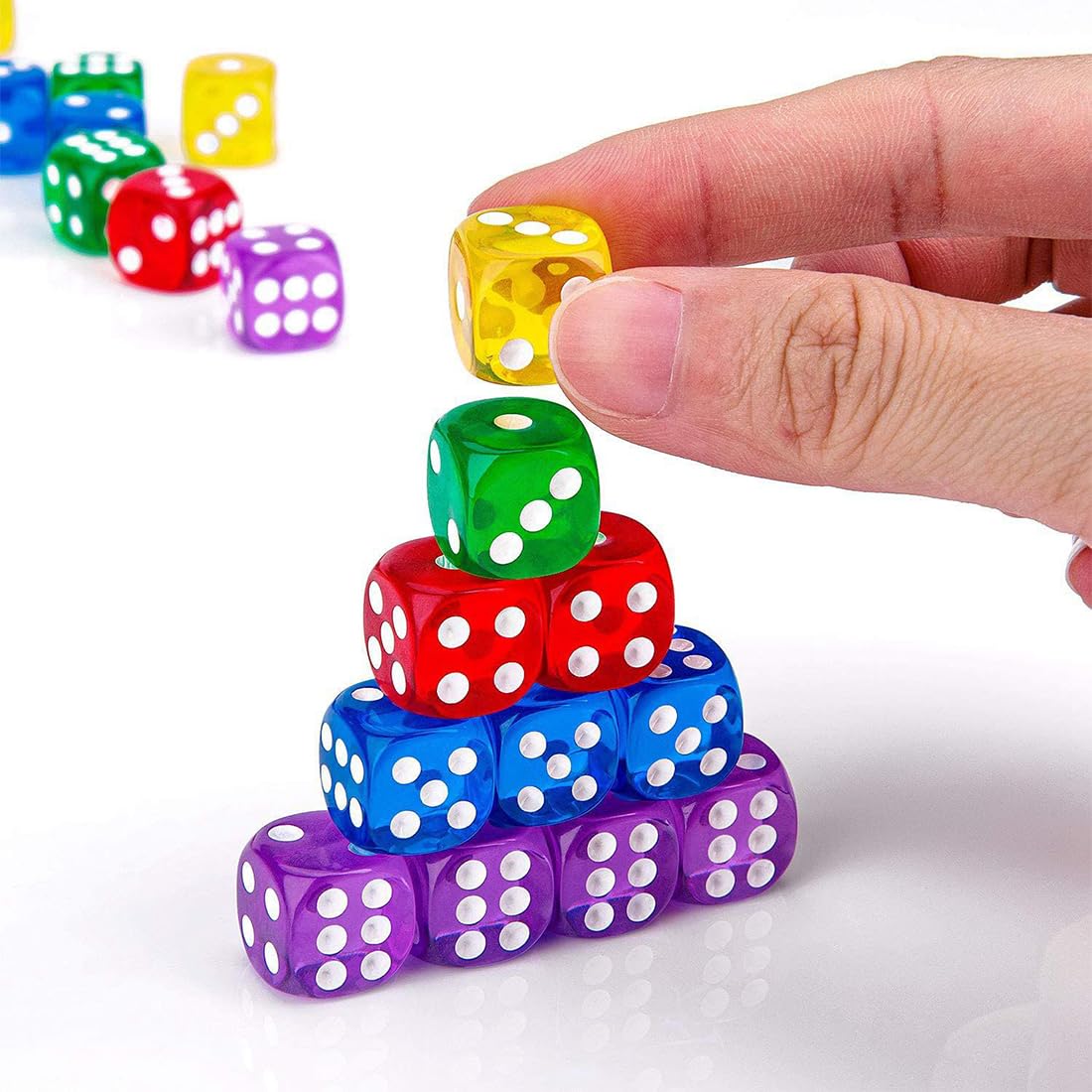 Juego de 10 cubos de colores, 6 lados, transparentes, 16 mm, dados estándar, multicolor, para Juegos de Dados, Juegos de Mesa, Enseñanza de Matemática, Regalos