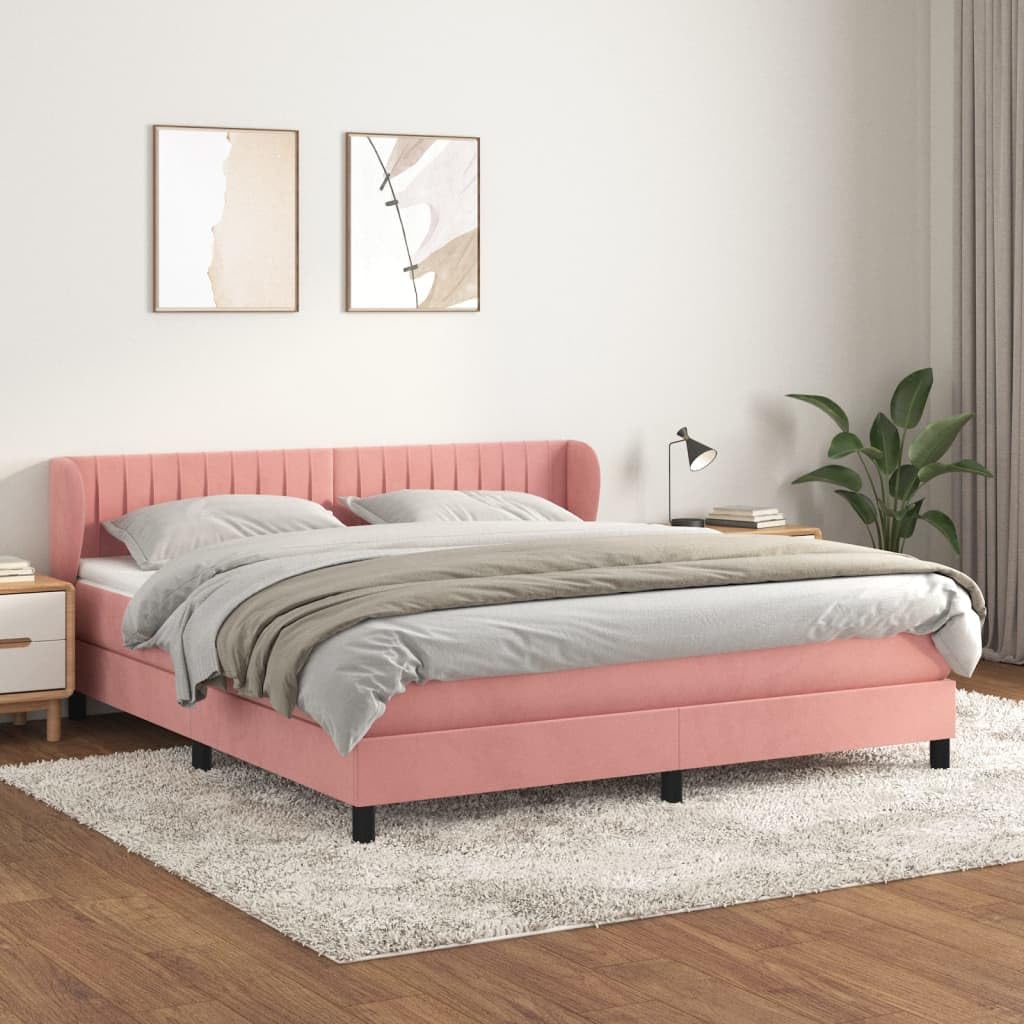 vidaXL Sommier à Lattes de lit avec Matelas Rose 180x200 cm Velours
