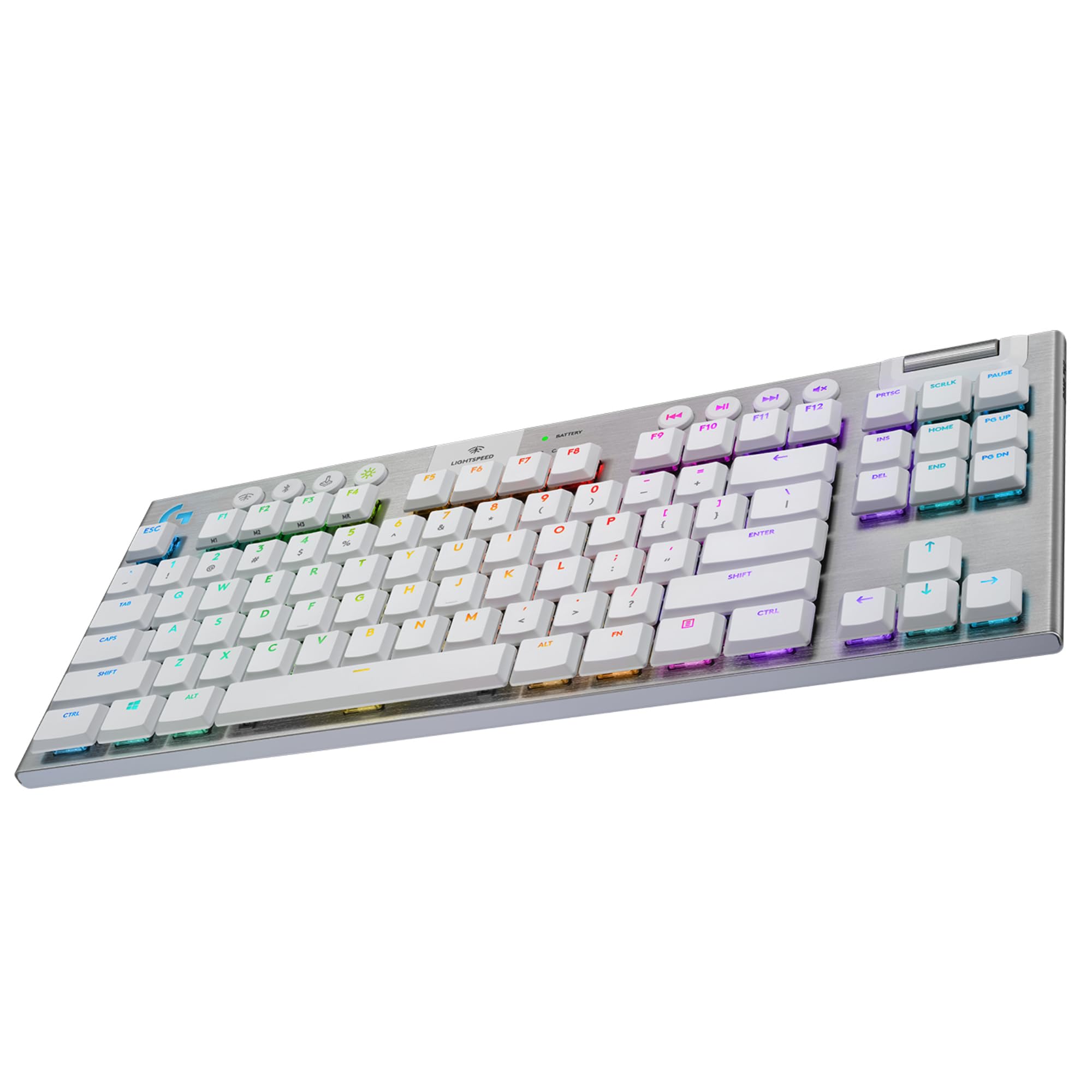 Logitech G LIGHTSPEED TKL Tenkeyless - Tastiera meccanica da gioco senza fili, con tasti GL, design ultra sottile, 40 ore, layout tedesco QWERTZ, bianco