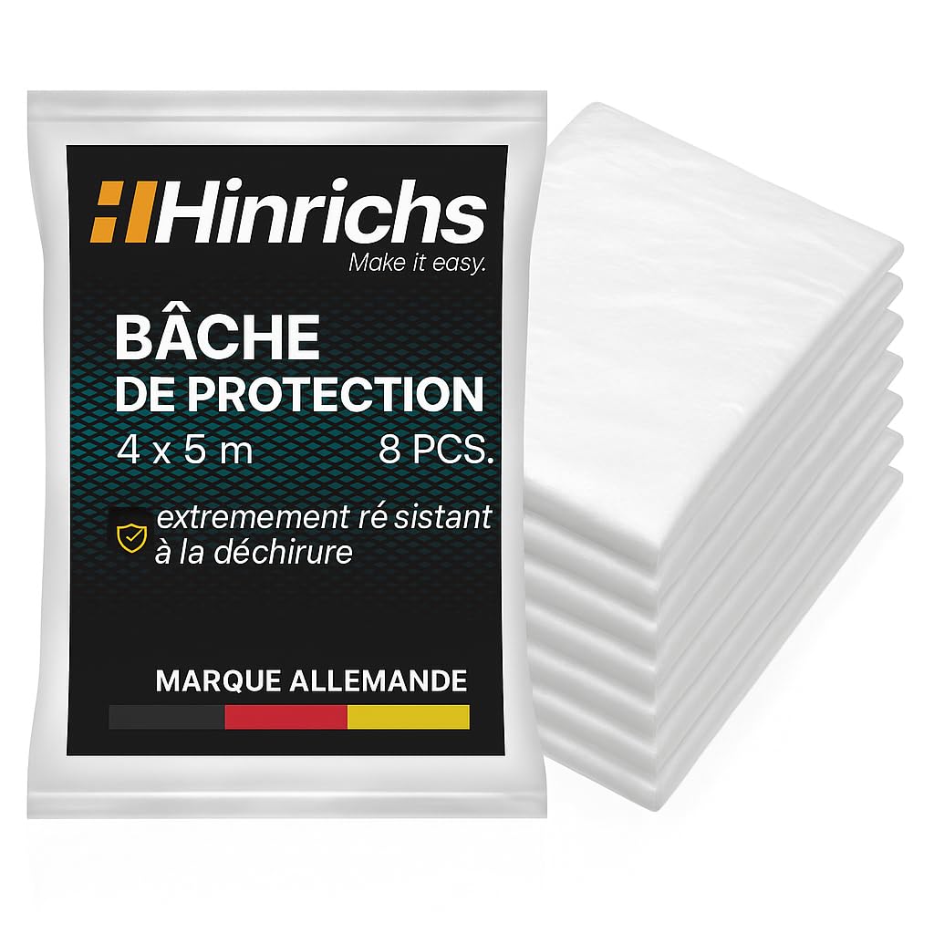 Lot De 4 Bâches De Protection Peinture Avec Ruban - 80m Total (55cm + 150cm) Pour Travaux De Rénovation