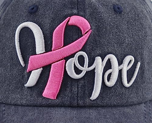 Women's Breast Cancer Awareness Hope Hats, Pink Ribbons Strength Courage Inspiring Adjustable Cotton Baseball Cap2