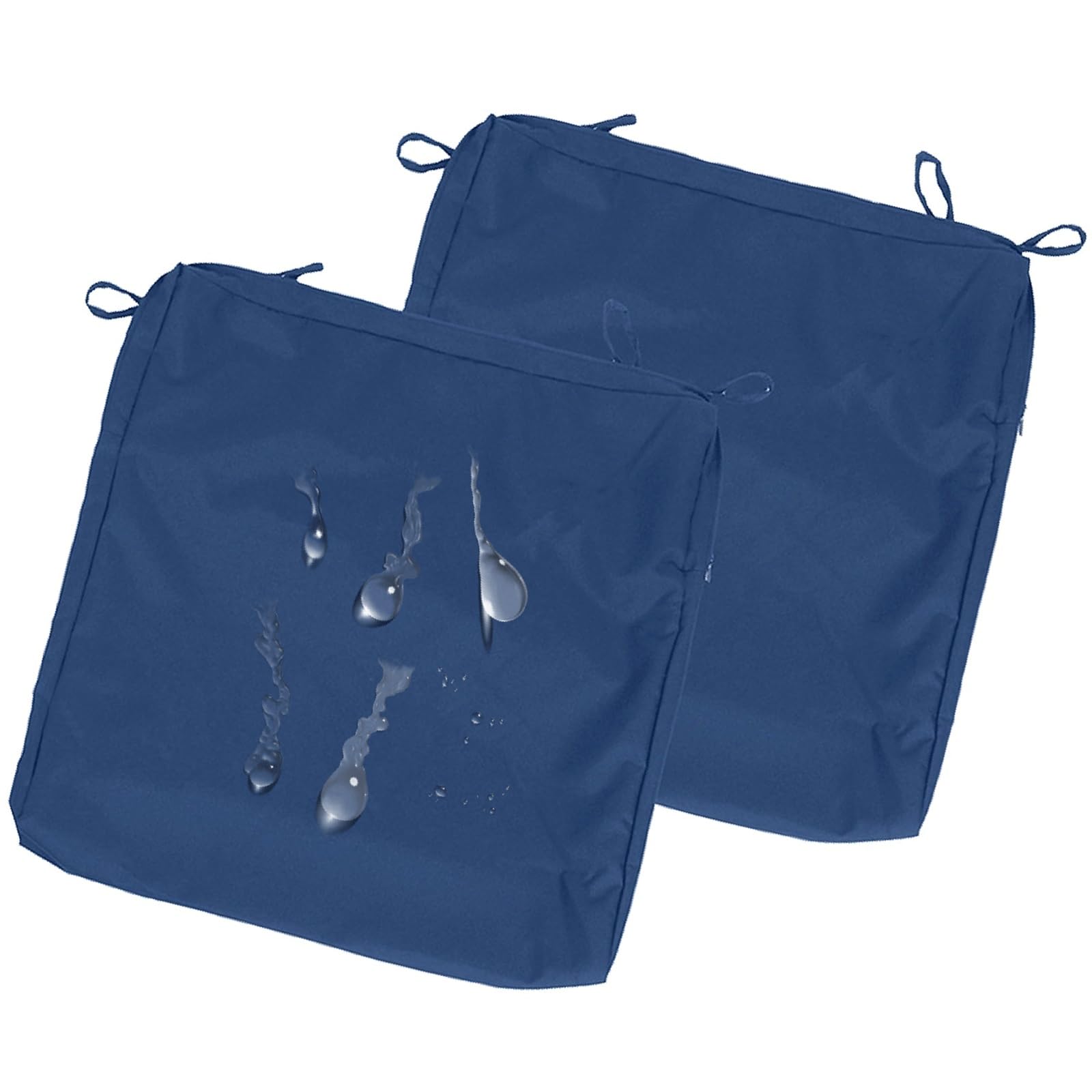 uyeoco 2-Pack Waterproof Sofa Seat Cushion Covers with Zipper, 60x60cm & 55x55cm, Chair Seat Pads Cover for Indoor & Outdoor Patio Rattan Furniture(Navy blue,55x55x10cm)