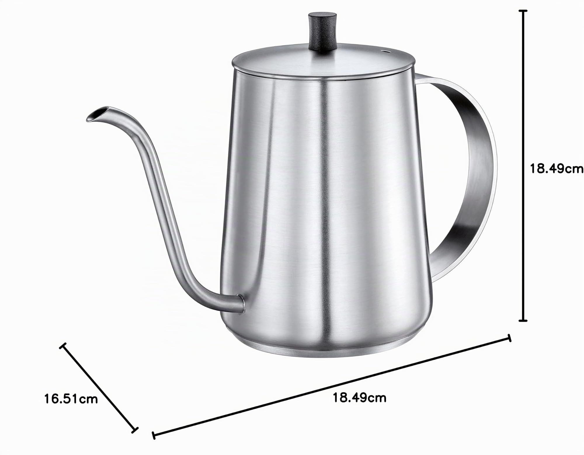 cilio Hervidor de agua de mano ADRIA | acero inoxidable | cuello de cisne | precisión de café y té | base de cápsula Ø 9 cm | apta para inducción | volumen: 900 ml/capacidad máxima de cocción: 650 ml