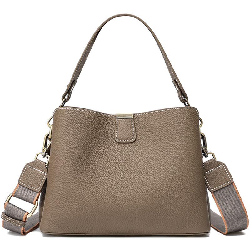 Image of Small Women Soft Genuine Leather Shoulder Bag Crossbody Purses for Lady Bucket Handbag