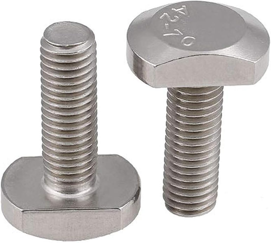 M5 M6 M8 M10 M12 T-Slot Bolts, Hammer Head Bolt T Screw Drop-in Stud 304 Stainless Steel Hammer Head Bolt Silver (M10×55mm，2 pcs)