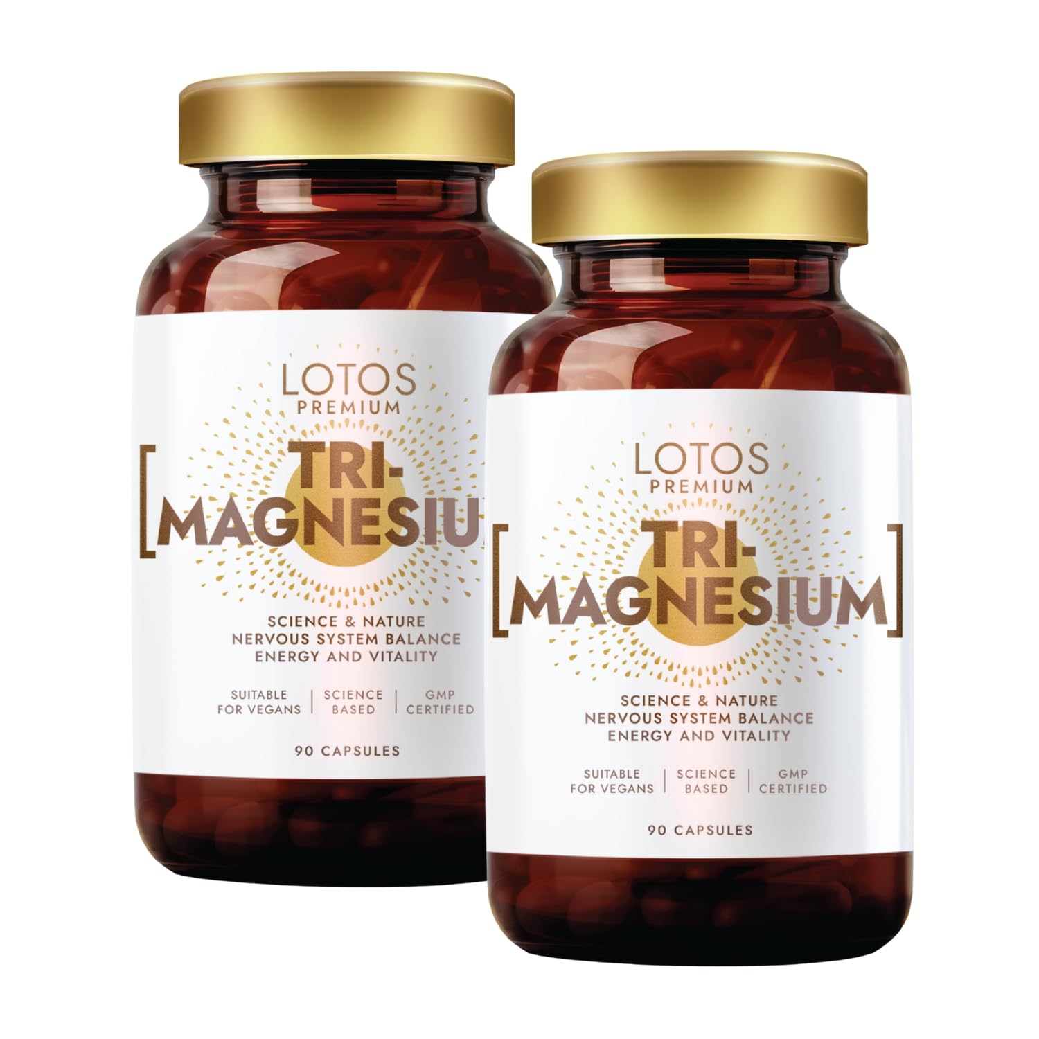 Magnesium Komplex - Bisglycinat, Citrat & Oxid - Hochdosiert bis 300mg Magnesium pro Tagesdosis - Für Muskeln, Nerven & Energie - 90 Kapseln 2er-Pack - Vegan, GMP-Qualität