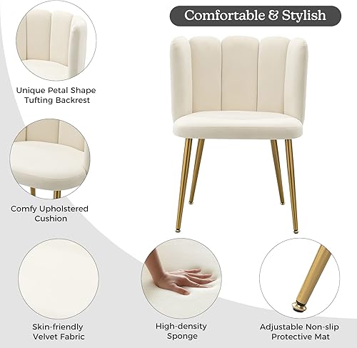 Miniatura 3 de HULALA HOME Sillas decorativas de terciopelo modernas, sillas de tocador para sala de maquillaje, cómodas sillas de comedor tapizadas para sala de