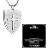 Shield Armor of God Ephesians 6&colon;16-17&comma; Faith Cross Stainless Steel Pendant Necklace