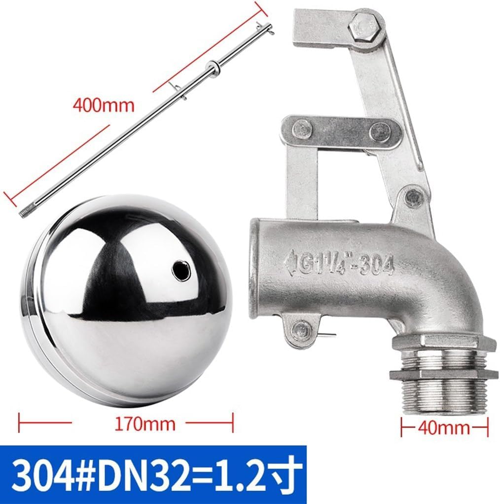 Válvula de Bola de Acero con Flotador, Válvula de Flotador de Codo de 90 Grados de Acero Inoxidable, 0,5-1,5 Pulgadas, for cisternas y Tanques de expansión(1.25 Inch)